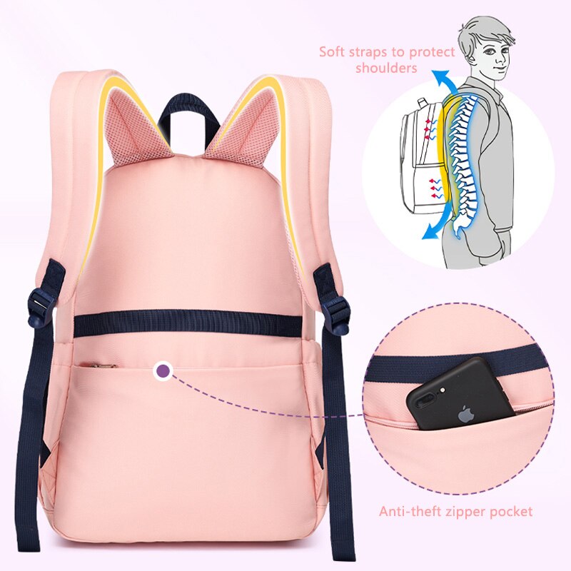 2022 Girl Backpack Waterproof School Bags For Girls Lovly Bookbag Patchwork Nylon