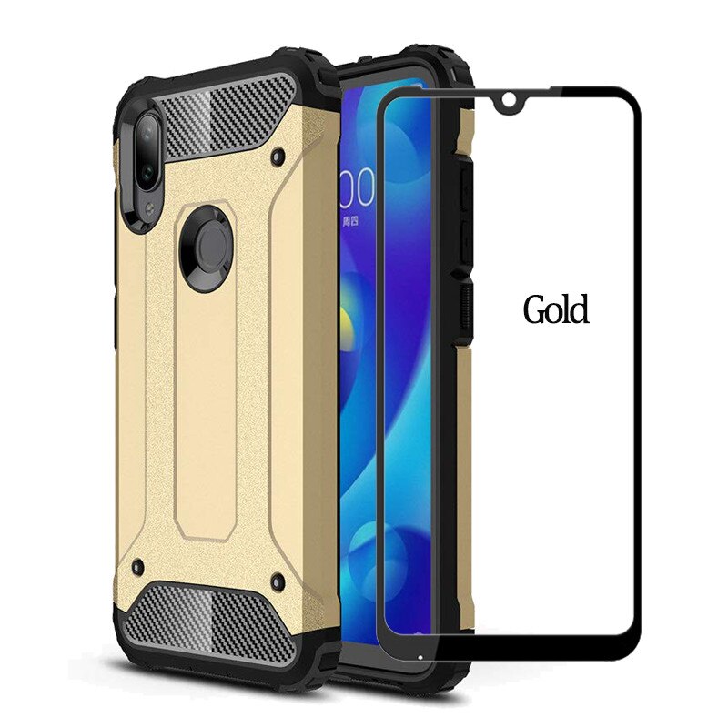 Originele Armor telefoonhoesjes Xiaomi mi play miA3 case zachte siliconen BUMPER Anti-Shock Case cover Xiaomi mi A3 hoesjes Xiaomi mi play telefoon hoesjes Xiaomi Mi A3 Case: Xiaomi Mi A3 / Gold Case and Glass