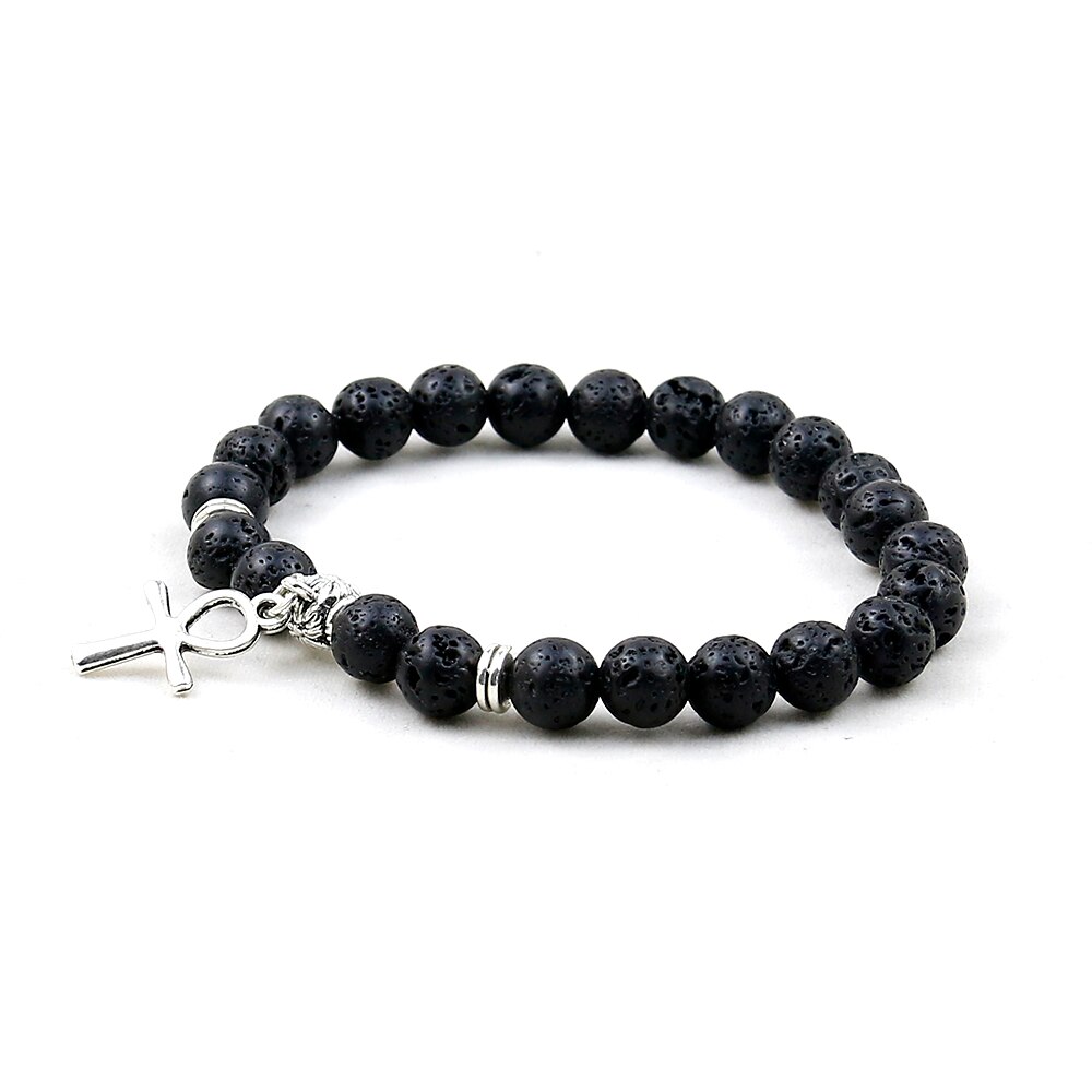 Ägyptischen Ankh Kreuz Natürliche Onyx Stein Armband Frau, Schmuck Frauen Männer Ägypten Hieroglyphen, Crux Ansata Amulett