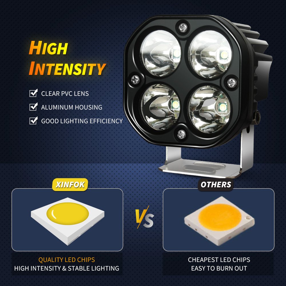 Foco Led de 3 "y 40W, luces para correr, faros delanteros cuadrados impermeables, luces antiniebla blancas/amarillas para coche, motocicleta, SUV, ATV, camión