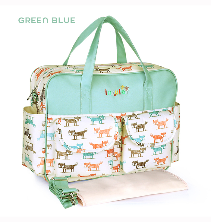 Comme cette momie maternité Nappy sac bébé couches sacs mère Oxford imperméable à l'eau grand sac à bandoulière soins infirmiers: Green blue baby bag