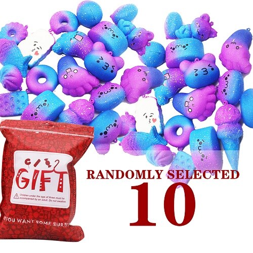 30Stck PU sternenklar Himmel squishy Langsam Rebound Dekompression Brot Spielzeug tücher Anti-betonen Spielzeug squishies spielzeug für freundlicher und erwachsene: 10Stck nach dem Zufallsprinzip