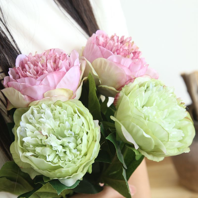 42cm konstgjord pion blomma gren hem trädgård dekoration tillbehör baby shower födelsedagsfest tillbehör flores artificiais