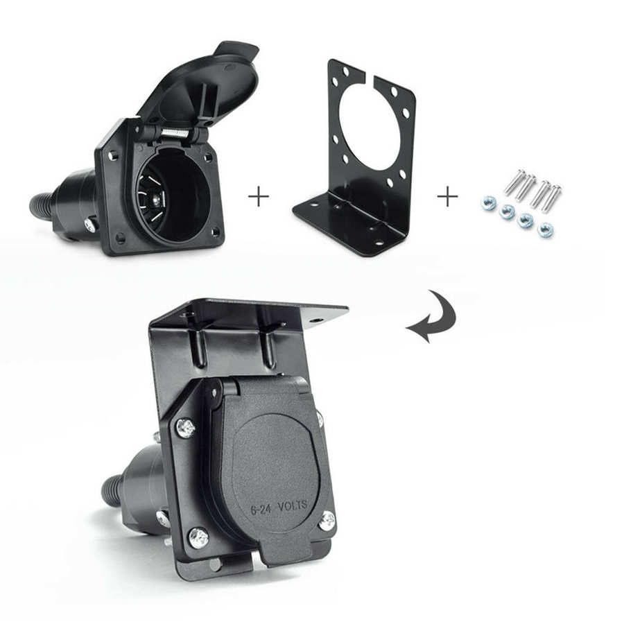 Trailer Wiring Adapter 7 Way Blade Connector Cable Plug with Bracket for RV Camper RV Trailer Accessory