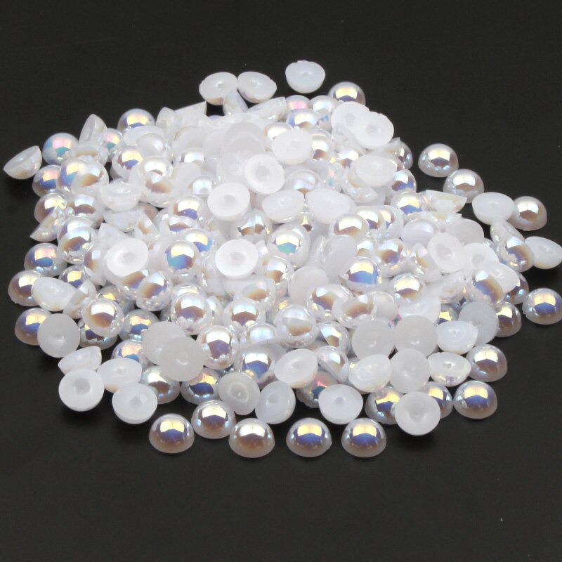 2-10mm White Ivory Half Round Pearl Beads Craft Cabochon Scrapbook Decoration Flatback Nail Art Garment Beads DIY