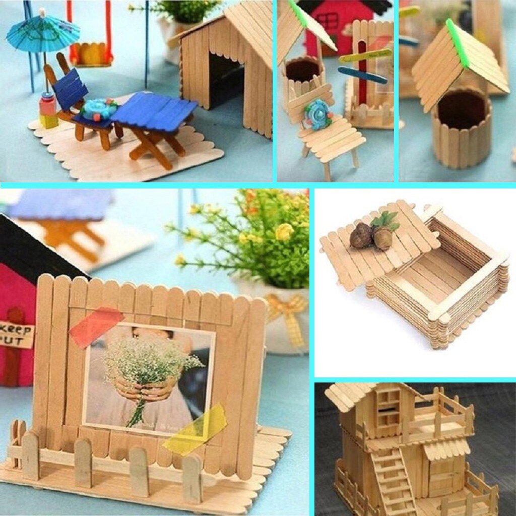 Palos artesanales esenciales para hacer helados, bastón de madera Natural, 100 Uds.