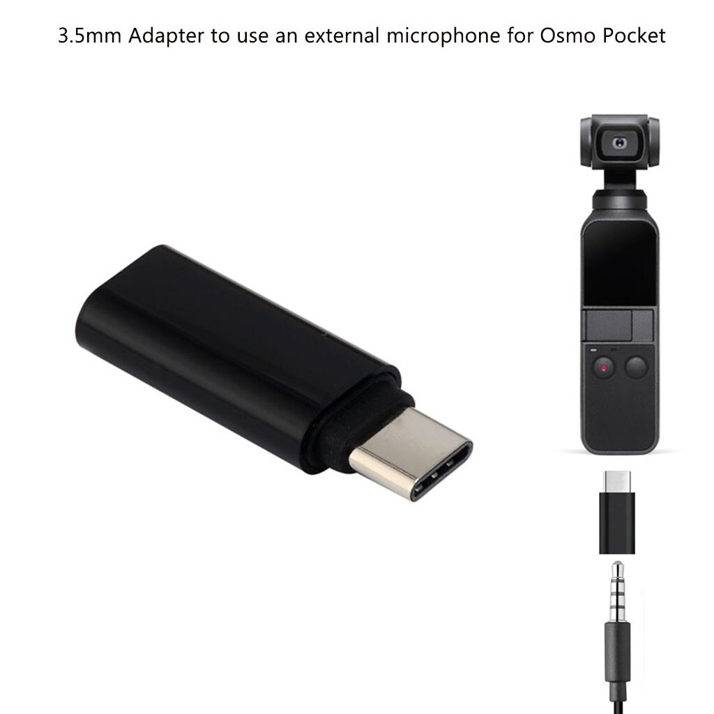 Type C Usb C Naar 3.5Mm Audio Adapter Voor Externe Microfoon Voor Osmo Pocket Accessoires: Black