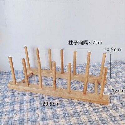 Japanese Wooden Storage Rack Retro Kitchen Storage Water Cups and Dishes Drain Rack Holding Solid Wood Shelves for Plate Racks: D