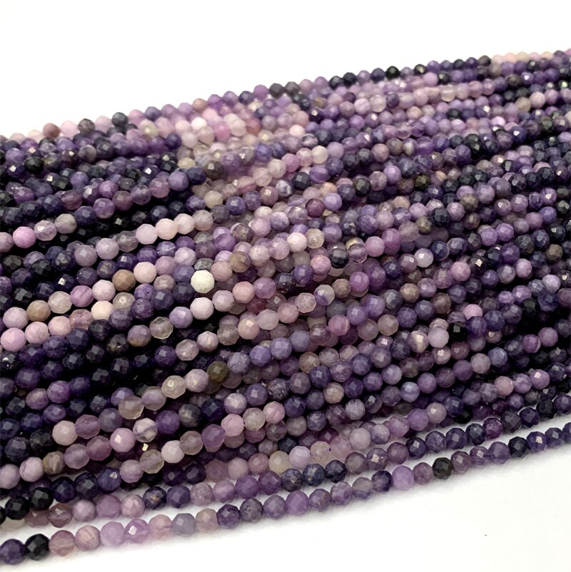 Natürliche Echte Lila blau Regenbogen Sugilite Hand Cut Faceted Runde Lose Kleine Perlen 2mm 3mm 4mm 06389