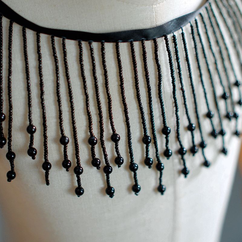 10.5CM szerokie gruszki frezowanie grzywka zakończenie z frędzlami robić sukni ślubnej suknia ślubna kołnierz akcesoria robić dekoracji ramion 2M: czarny