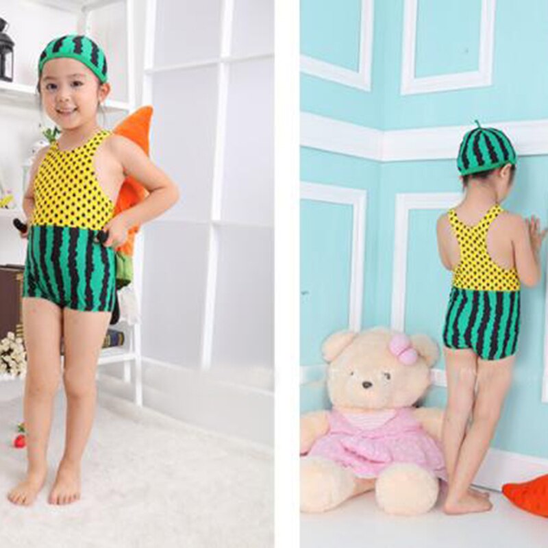 Schattige cartoon watermeloen jumpsuit infant kids badmode meisjes badpak kinderen badpak beach kleding