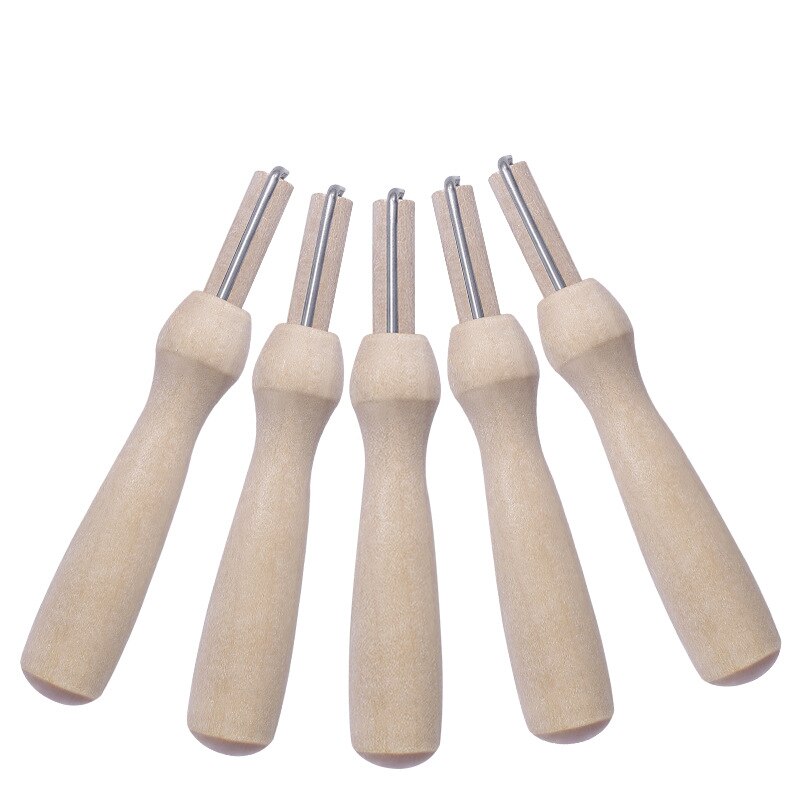 6 stuks vilten wollen vilt stof gereedschap houten handvat houder prikpapier chip vingerbed vilt handwerk wollen vilt gereedschap mat