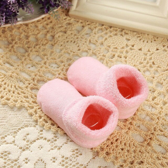 Ideacherry Baby Socks Autumn Winter Thicken Newborn Sock Warm Baby Boy Girl Socks Floor Antiskid Sock For Kids 0-3 Year: Pink