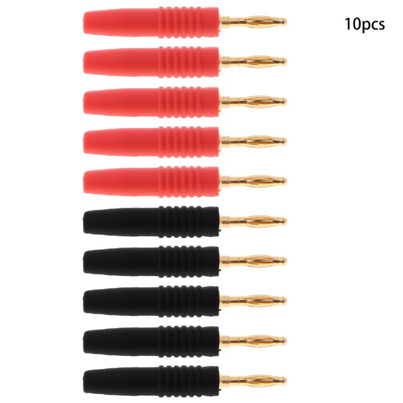 10pcs 2mm Wire Cord Solder Type Male Banana Plug Jack Connector Musical Speaker Cable Pin Adapter