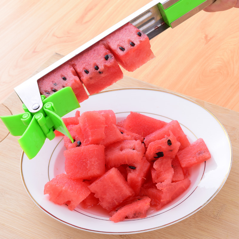 Pinza per affettatrice anguria Corer acciaio inossidabile mulino a vento design taglio anguria gadget da cucina insalata affettatrice di frutta CutterTool