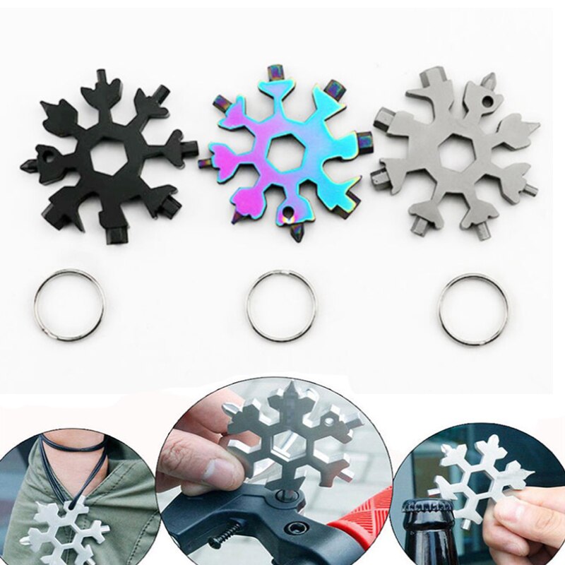 18-in-1 NEUE Karte Typ Schneeflocke multifunktions werkzeug kombination Tragbare Schneeflocke Werkzeug Mit schlüssel ring Allen wrench hause auto werkzeuge