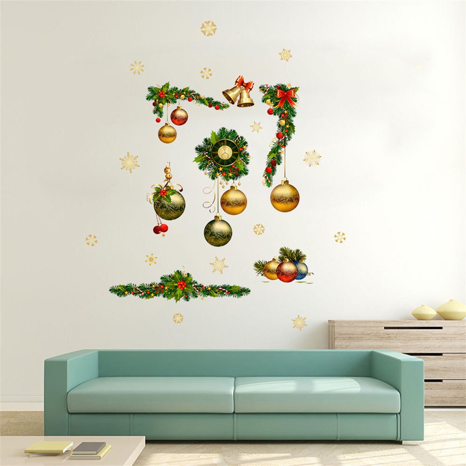 Merry Christmas Window Wall Stickers Posters Decals Waterproof Blessing Happy Year Christmas Tree Stars Home Decor