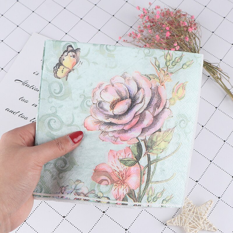 20PCS Napkins paper Decoupage Tissue Flowers Wedding Birthday DIY Decoration
