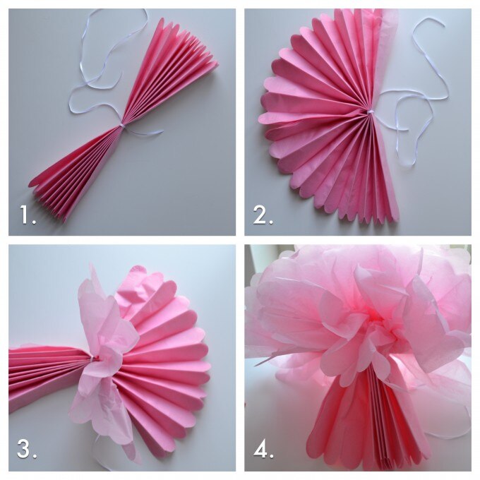 Papier Bommel Blume Reben Ornament 25 Cm-Grau-Silber