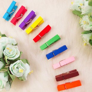 10pcs/pack 3.5cm colorful wood clip paper clips for wedding photo samll spring clips