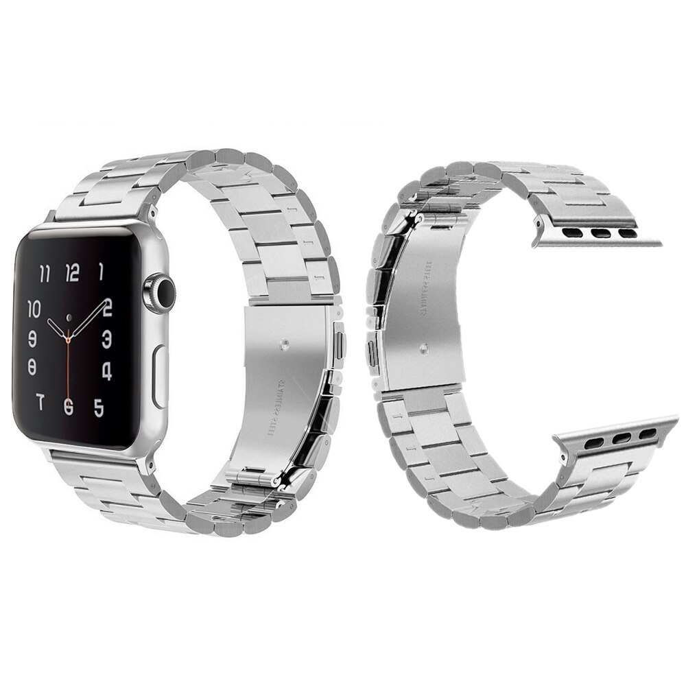 Bracelet en acier inoxydable pour Apple Watch, 38/42mm/40/44mm série 1 2 3 4 5 6, pour iwatch 5, bracelet avec bouton rose or