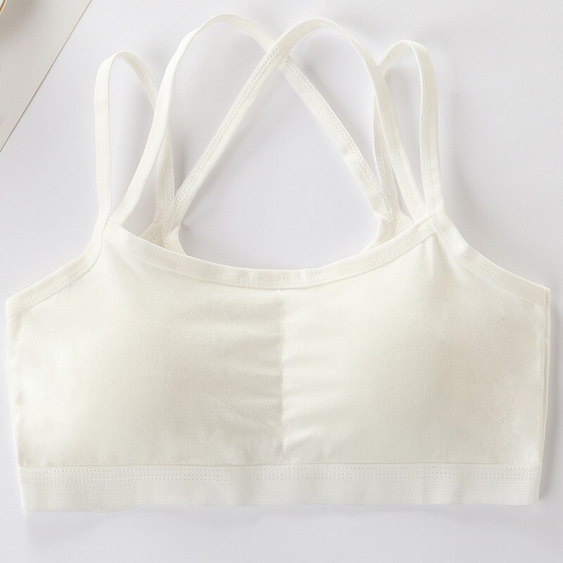 Sutiã para meninas 12 anos de algodão sutiã de treinamento adolescentes lingerie ginásio respirável topos roupa interior 8-16t: Branco