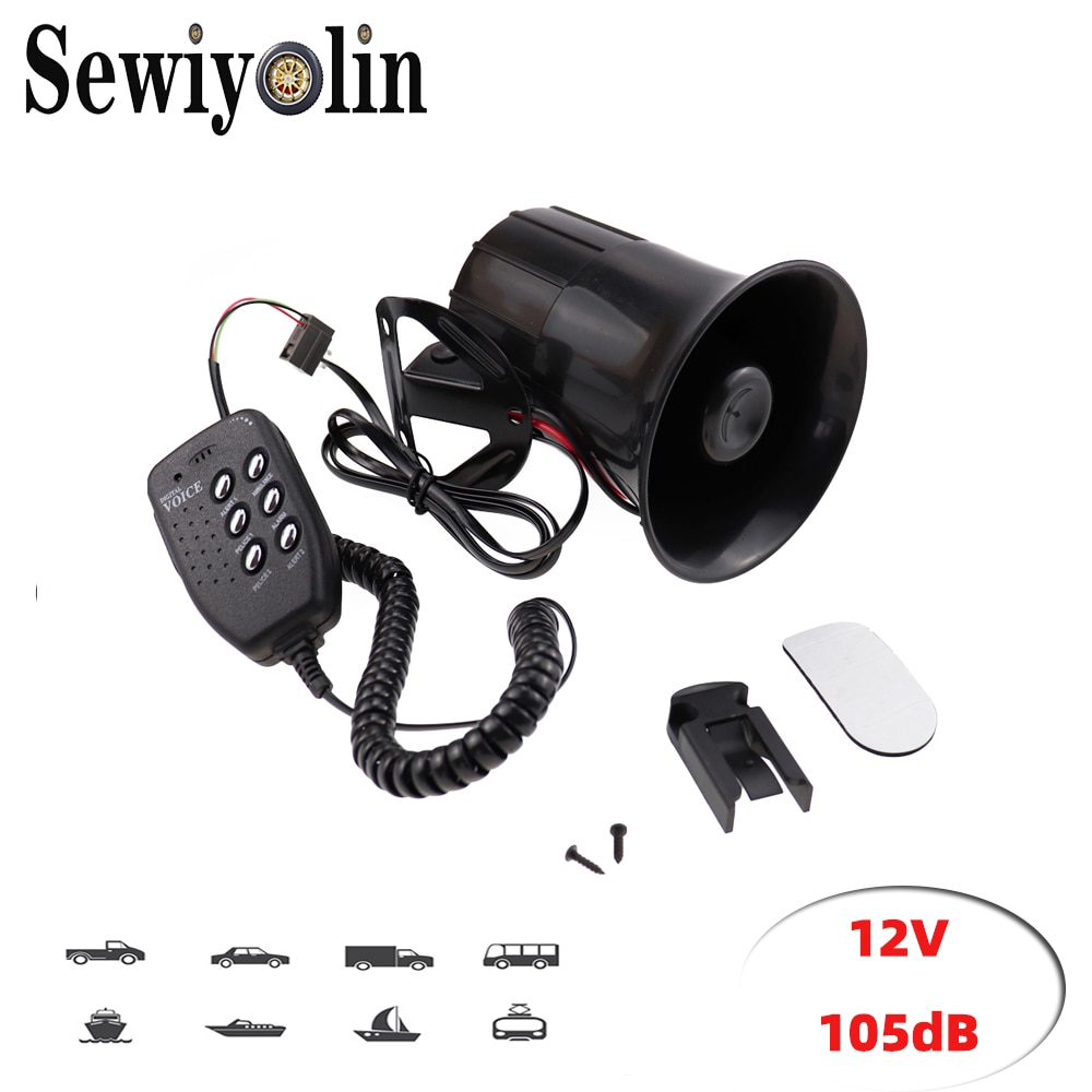 12V 6 Sound 100W Tone Loud Horn Motorcycle Auto Car Vehicle Truck Speaker Warning Alarm Siren Police Fire Ambulance Loudspeaker