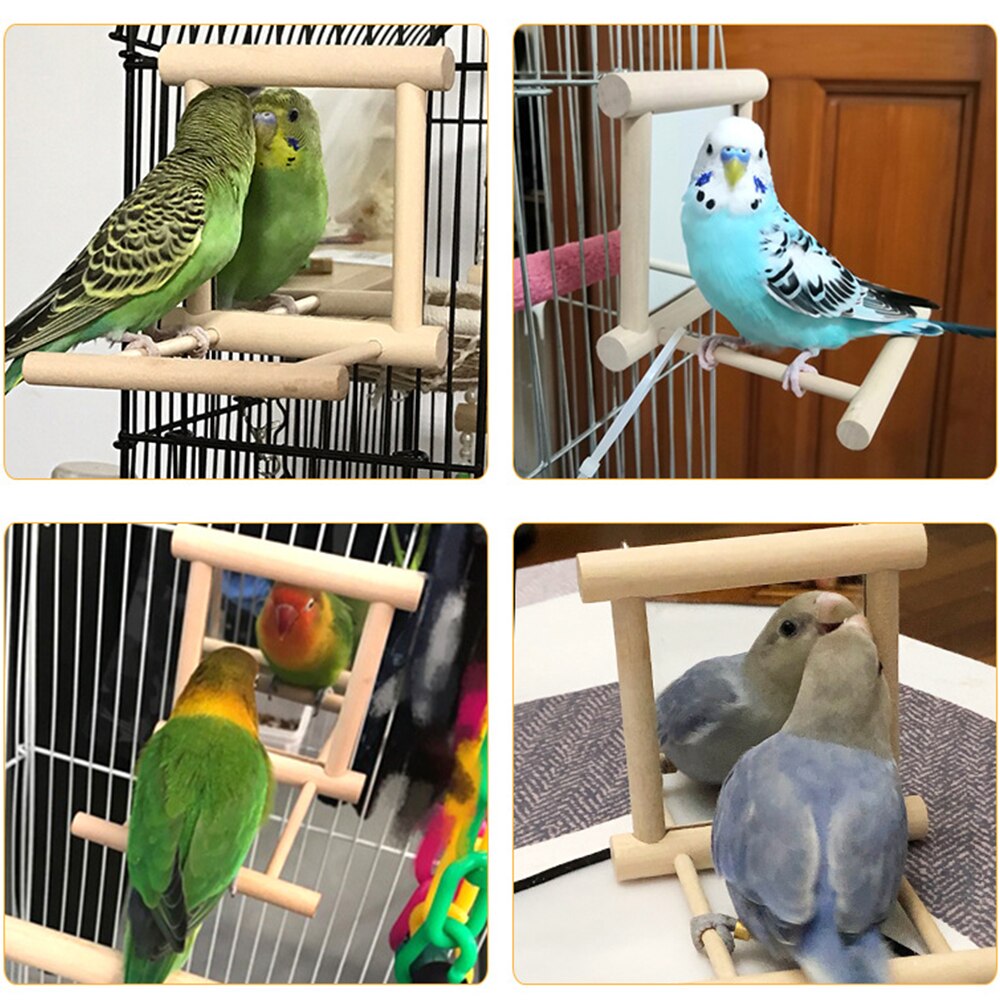 Houten Huisdier Speelgoed Spiegel Fun Brid Speelgoed Voor Valkparkiet Papegaaien Kleine Vogels Papegaai Speelgoed Huisdier Papegaaien Klim Accessoires