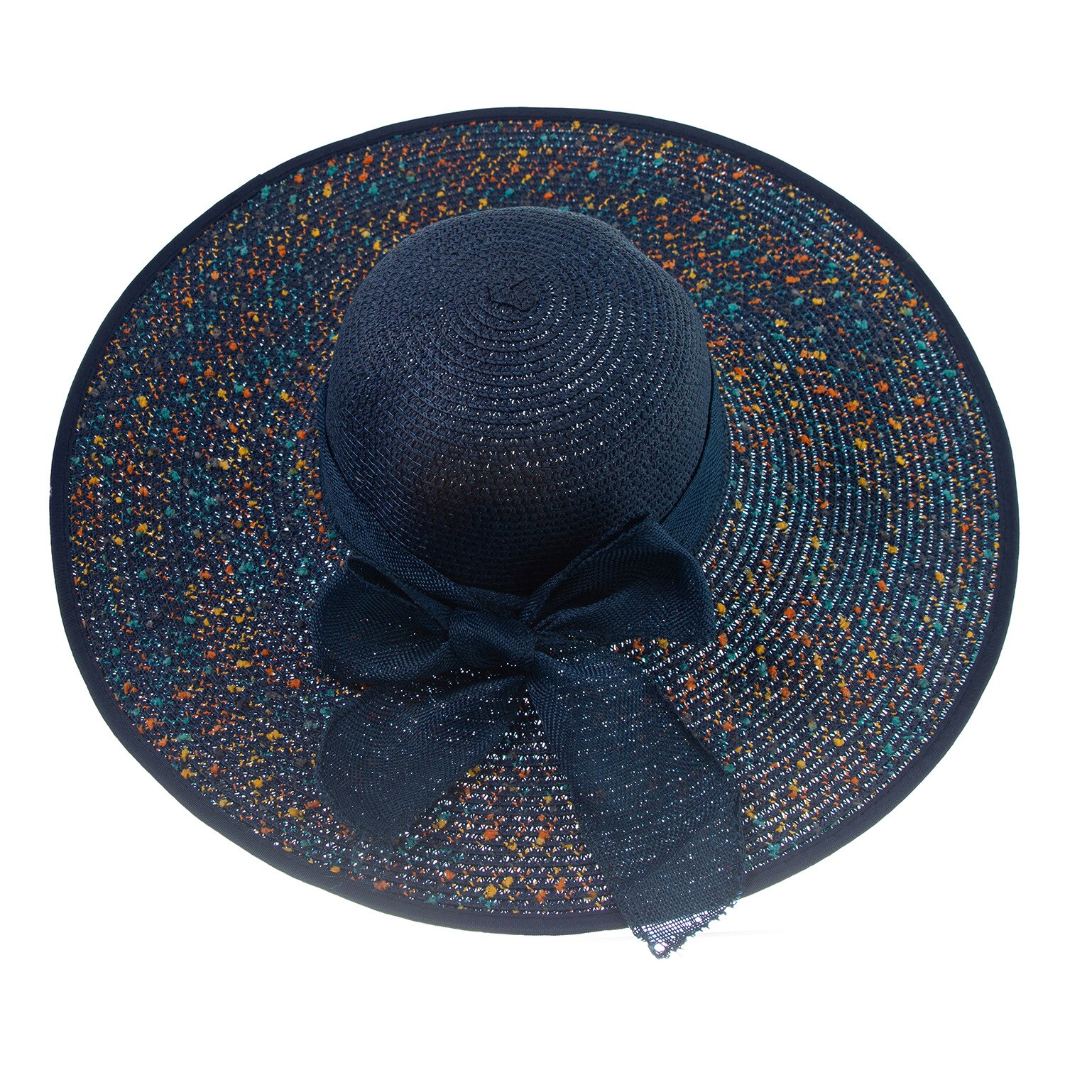Summer Beach Sun Hat Ladies Hats, round-top broad-brimmed adult Straw hats: Dark Blue