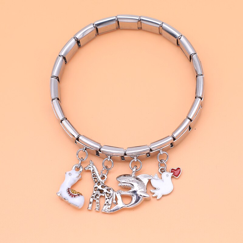 Hapiship Original Gänseblümchen Giraffe Taube Hund Alpaka Schildkröte Katze Italienischen Charme passen 9mm Armbinde Edelstahl Schmuck Machen DJ277