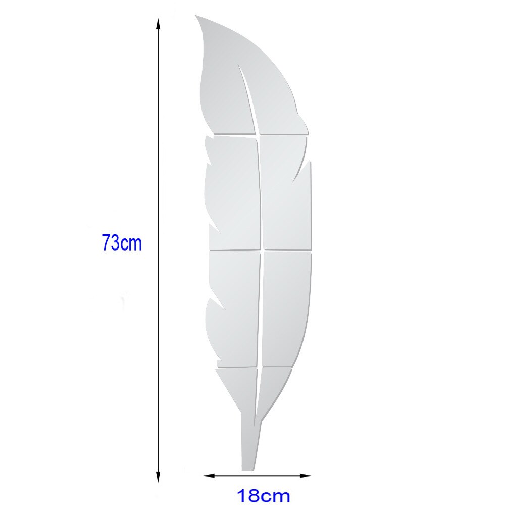 73x18cm duże pióro akrylowe lustro dekoracyjne samoprzylepne lustro Diy 3d Dom naklejka fresk robić salonu artystyczna dekoracja ścienna