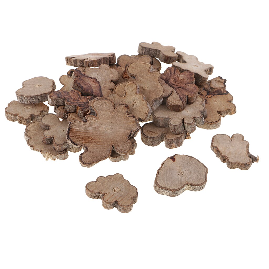 30 Pcs 2-4cm Natural irregular Wood Log Slices Disc Shabby Chic Wooden DIY Crafts Decorative Rustic Wedding Party Supplies Decor