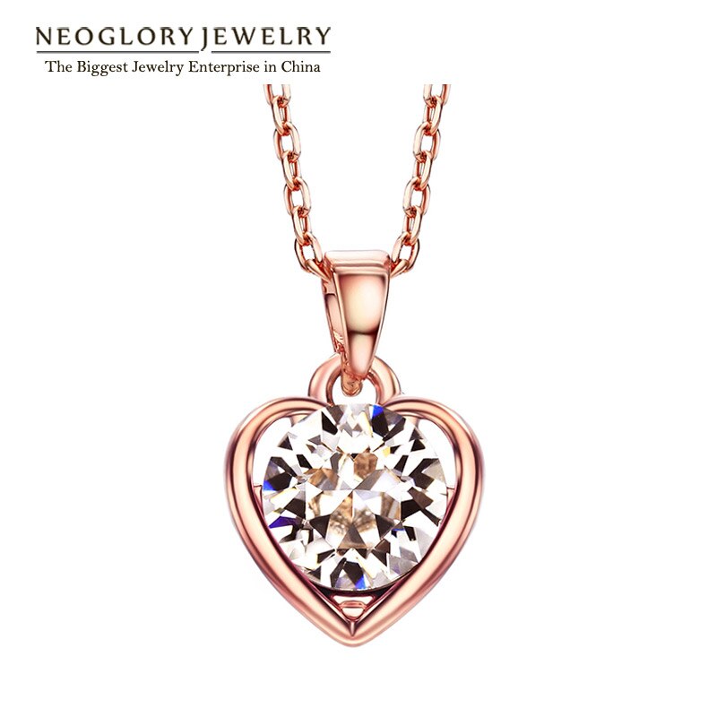 Neoglory blaue herz-halsketten & anhänger für damen und teenager-mädchen, charmanter schmuck  he1 he- b  b1