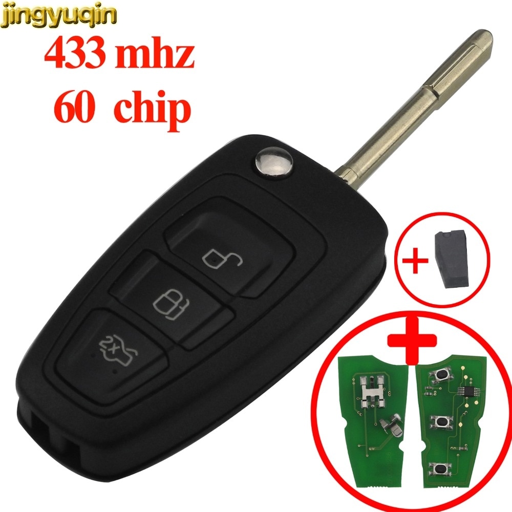 jingyuqin Flip Remote Car Key 433MHz 4D60/63 40/80bit for Ford Focus Mondeo 1999 2000 2001 2002 2003 2004 2005 2006 2007 3Button