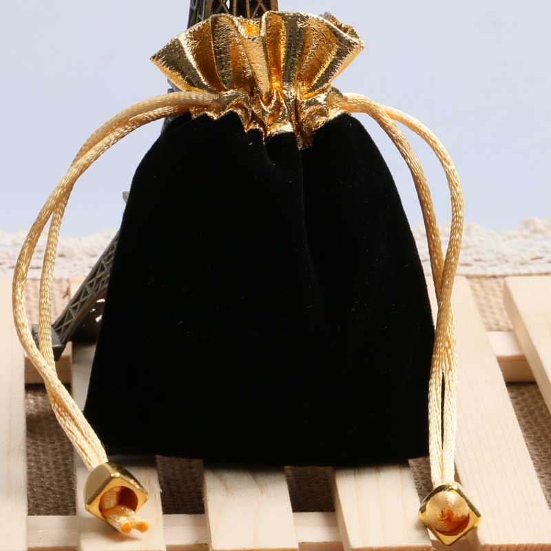 Black Watch Bag Gold Rope Velvet Black Pouch Bag Collection Bag for Pocket Watches: Default Title
