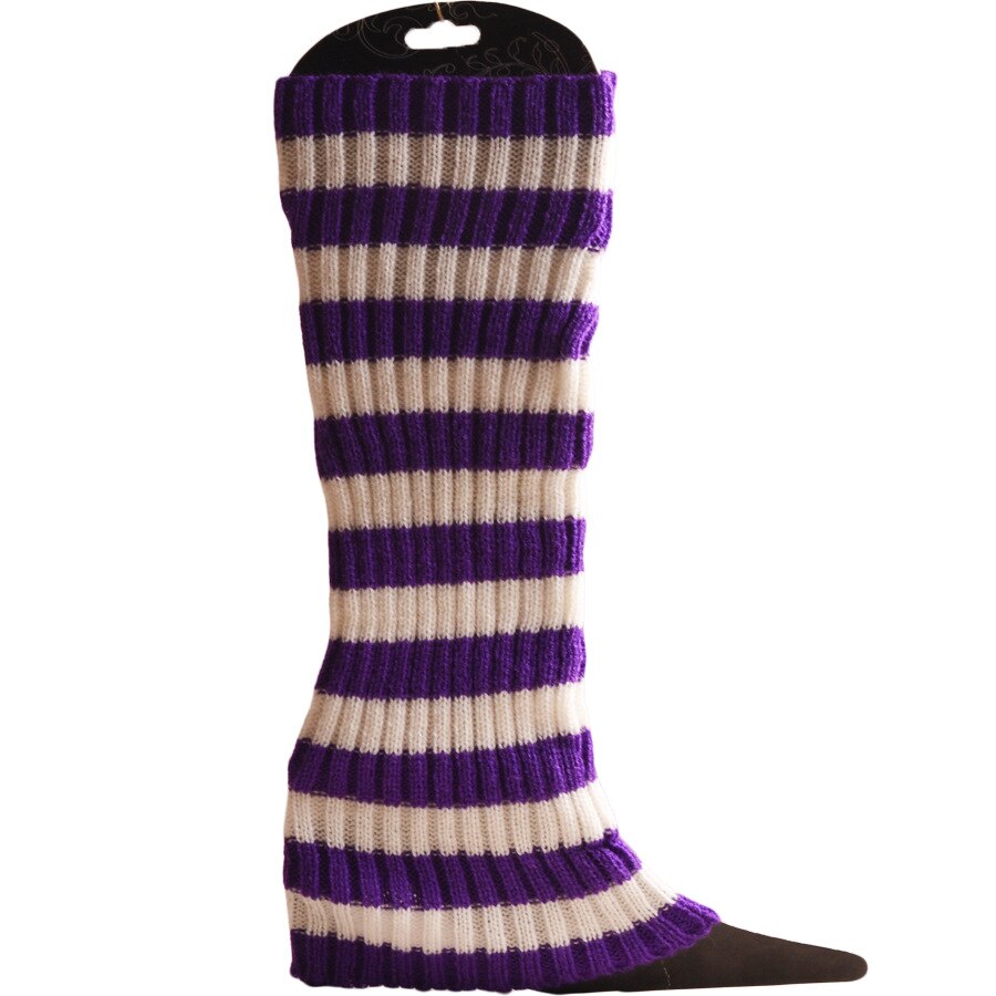 Jambières en tricot de couleur néon pour femmes, chaussettes côtelées brillantes sans pieds, Punk noir, hauteur des genoux, gothique, Hip-hop Rock, Halloween des années 80: Bourgogne