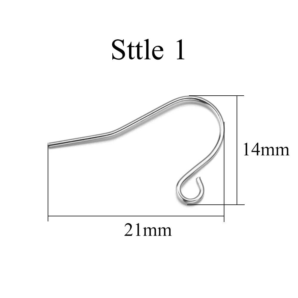 50 unids/lote de ganchos para pendientes de acero inoxidable hipoalergénicos para hacer joyas, gancho para la oreja, pendientes Diy, cierres para pendientes, accesorios: Blanco