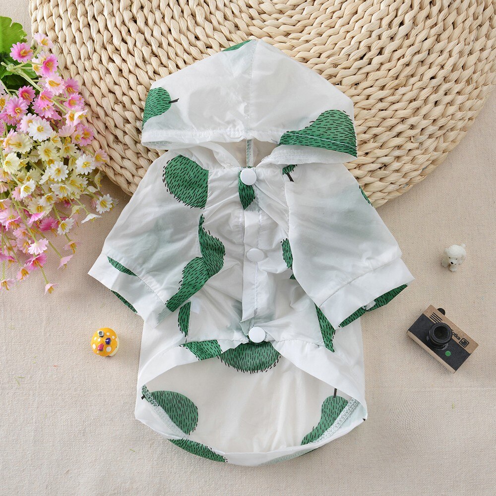 Summer Sun Protection Hoodie Small Dog Clothes Dog Raincoat Sun-proof Clothing For Small Medium Pets Fruit Printing Print Poncho