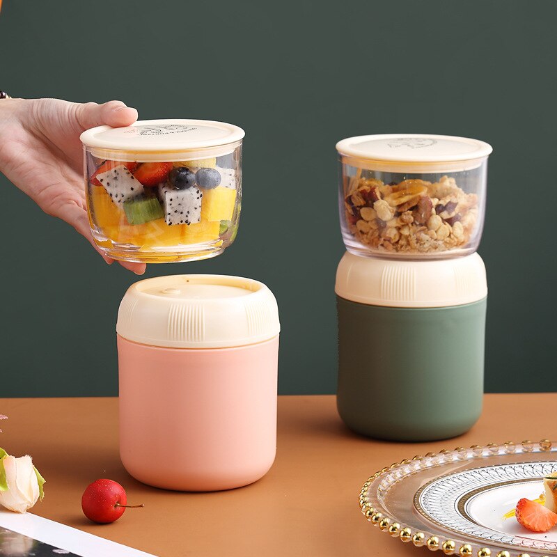 Taza de sopa de doble capa de acero inoxidable 304, gran capacidad, para estudiantes, leche, cereales, Yogurt, taza de desayuno, fiambrera aislada