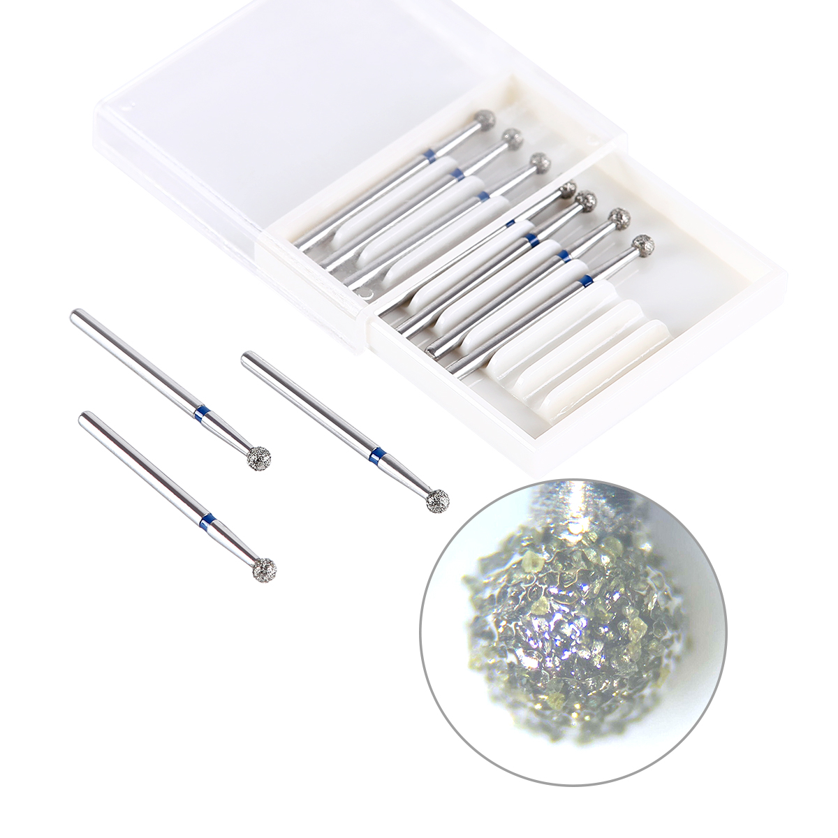 AZDENT Dental Diamond Bur FG Burs 1.6mm For High Speed Handpiece Length 25mm XL Type Ball Round Shape10pcs/Box