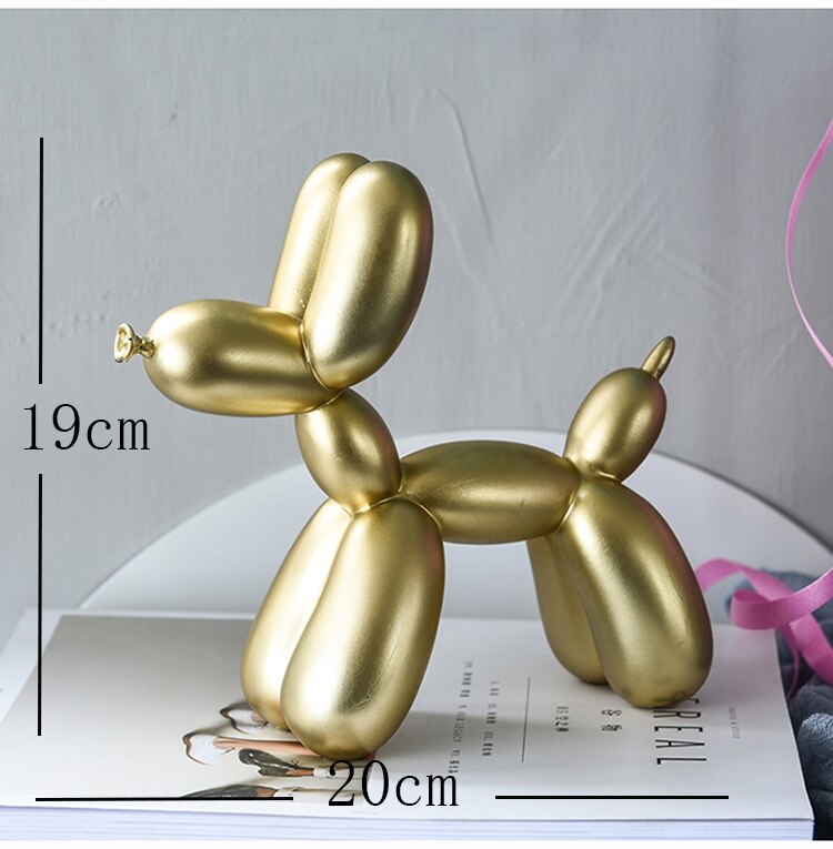 3D Hippo Standbeeld Decor Home Decoratie Accessoires Dier Sculptuur Bureau Opbergdoos Beeldje Ornament Wedding Party Decoraties: Gold Balloon Dog