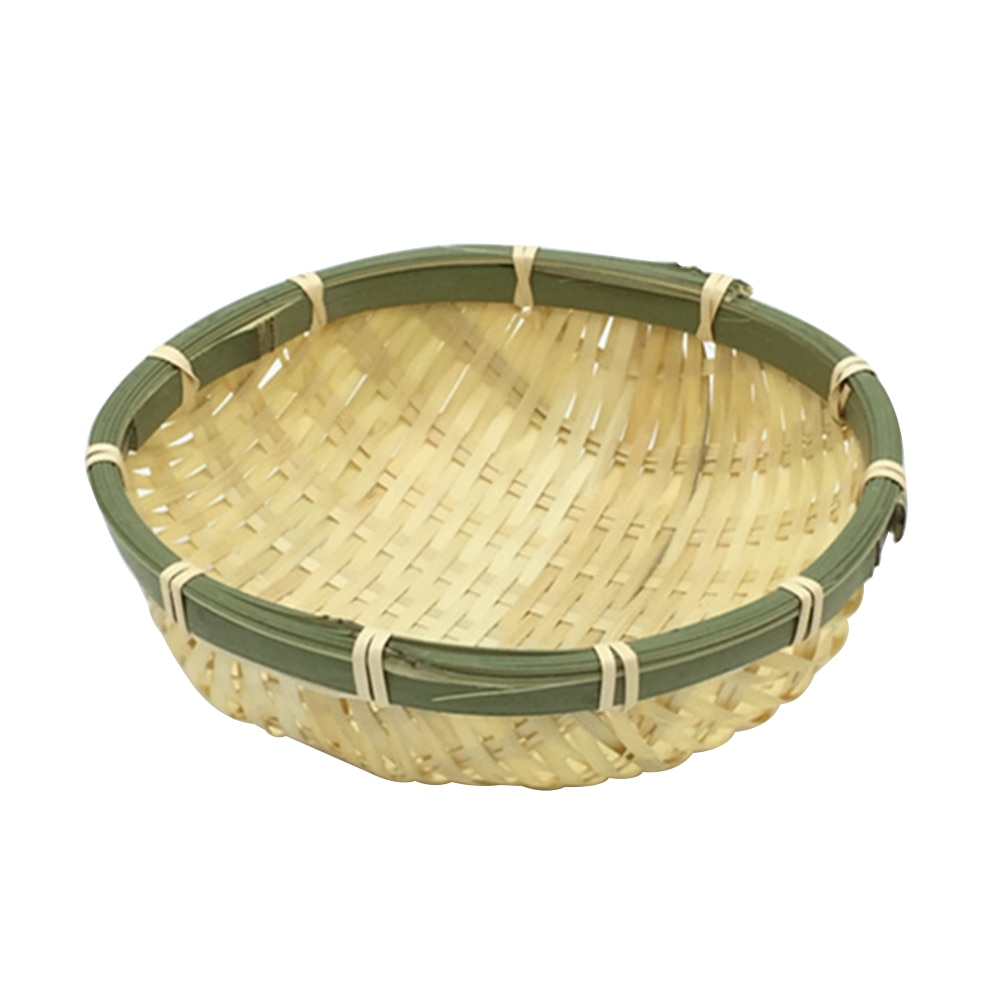 Handmade Bamboo Weaving Round Storage Basket Fruit Basket Rattan Bread Basket For Kitchen Food Picnic Mini Container Diameter