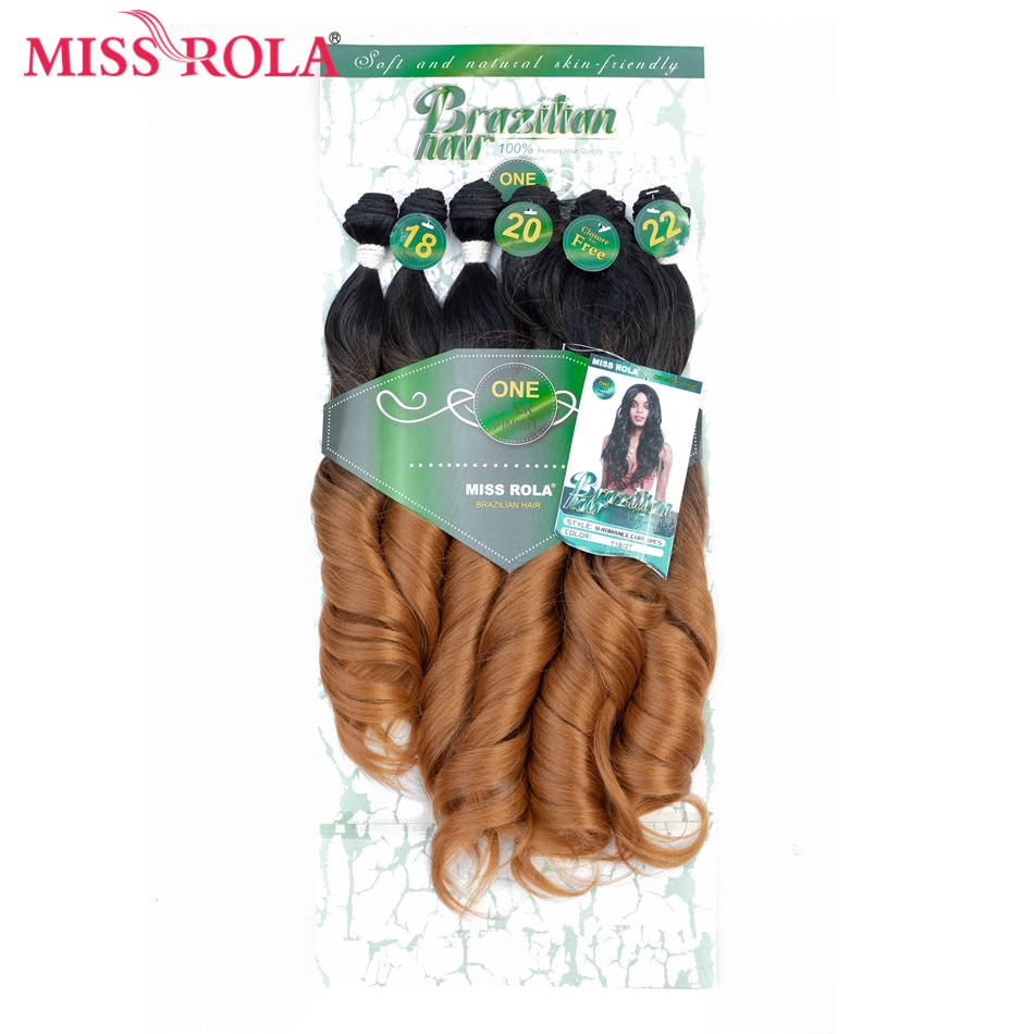 Miss Rola – Extensions capillaires synthétiques ondulées ombrées, 6 pièces par paquet, tissage sans fermeture, T1B/27 18-22 pouces