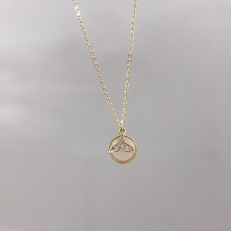 Micro Zirkoon Fishtail Ketting Eenvoudige Elegante Cirkel Shell Hanger Choker Stijl Mode Ketting Ornament