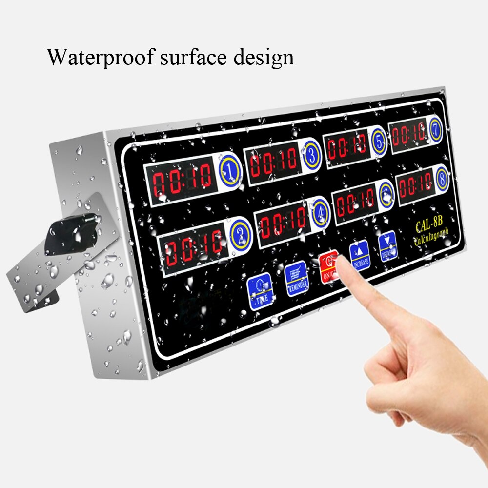 Loud Alarm System 8 Channel Digital Cooking Kitchen Timer Stainless Steel Housing Waterproof for Burger Bakery Pizza