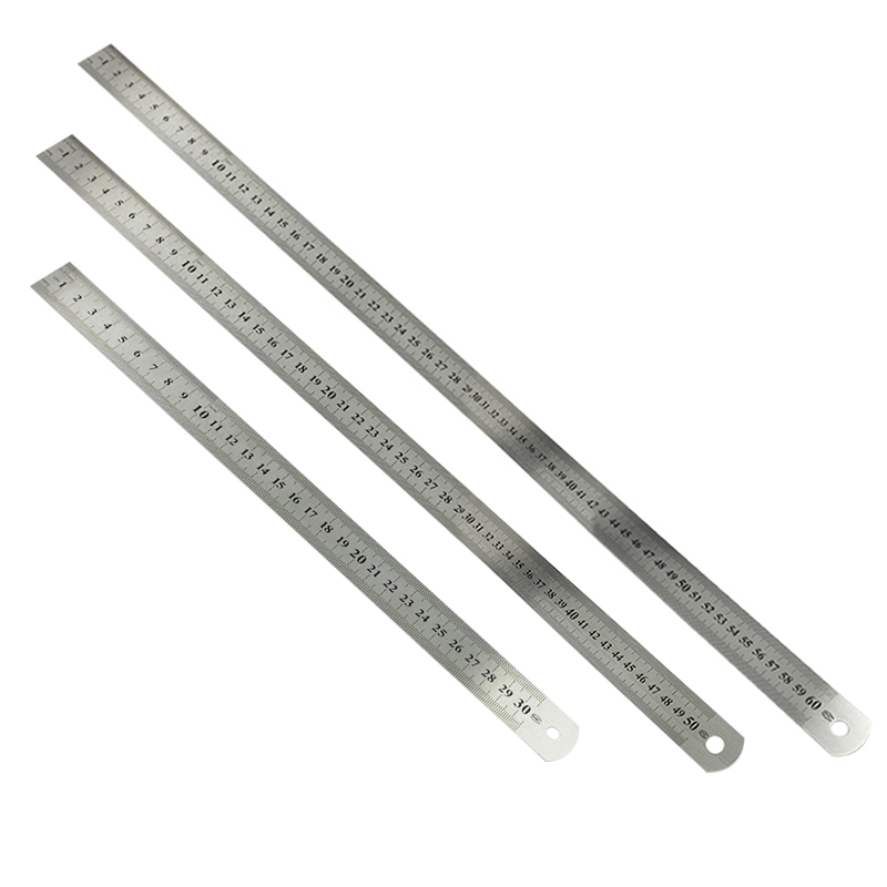Urijk 1Pc 50cm Metal Ruler Stainless Steel Straight Ruler Measuring Tools Scale Ruler Art Accessories Office School Supplies