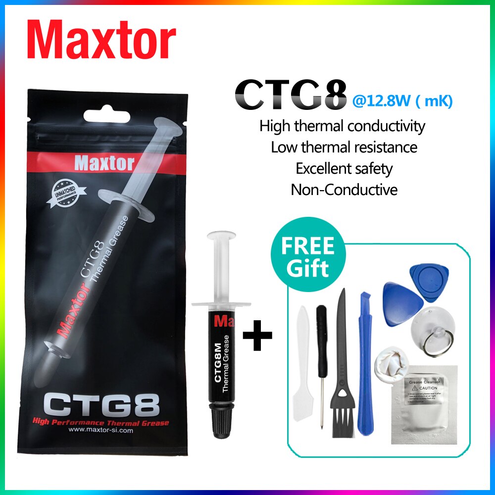 Maxtor CTG8 Thermal Conductive Paste Grease for CPU GPU Cooling Liquid Ultra 12.8W/mK 1g 2g 4g 8g Compound Grease for Cooling: CTG8D(1g)