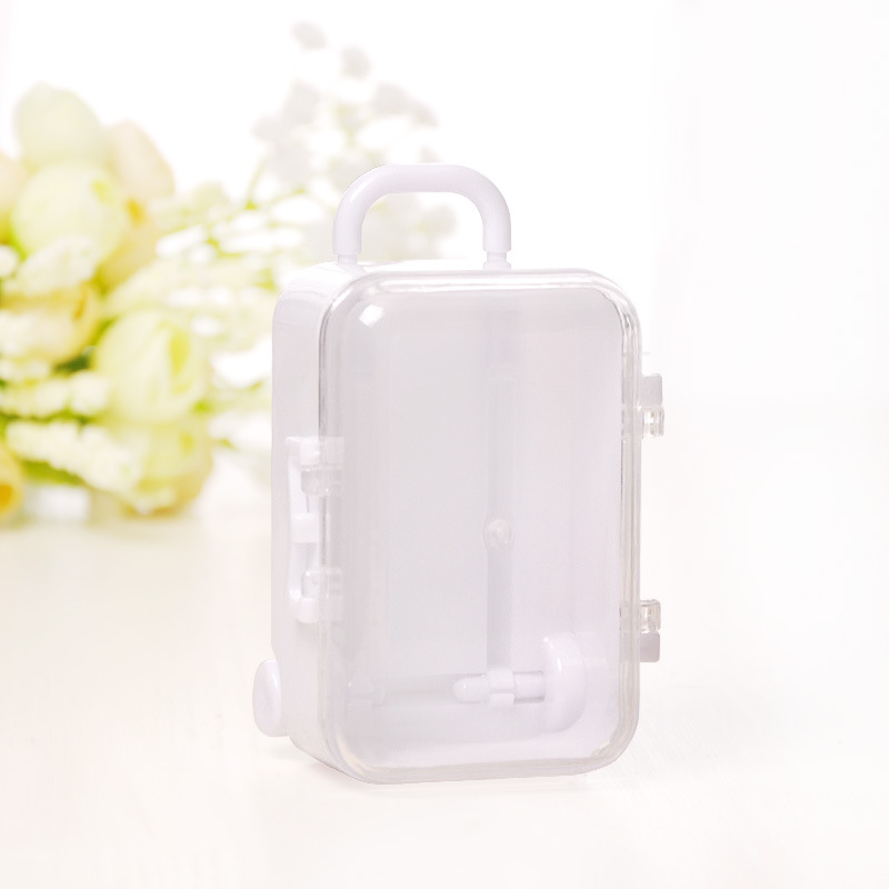 1 Uds Mini maleta Caja forma Cajas de caramelos para bodas favores Recepción de dulces suministros de de año: Transparente