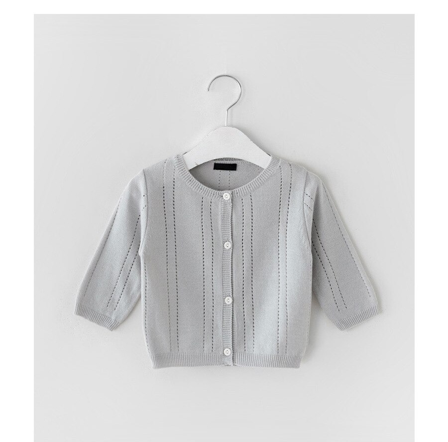 Zomer Peuter Baby Jongen Meisje Zachte Effen Vest Jassen Kid Zoete Katoen Ademend Kinderen Zon Jas: 212T04-Gray / 9m