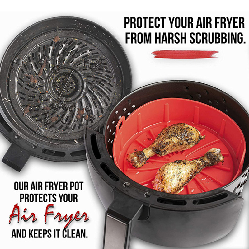 Airfryer Siliconen Pot Lucht Friteuses Oven Bakplaat Gebakken Pizza Kip Mand Mat Vierkante Ronde Replacemen Grill Pan Accessoires